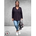 PLUS BASICS Shirt Tee V Slim Langmouw Mud